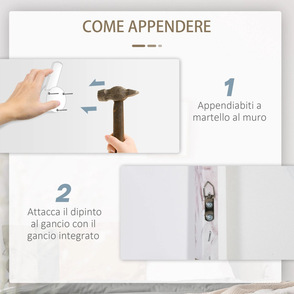 Easycomfort Stampa su Tela 90x30cm 3 Pezzi per Casa e Ufficio, Tela in Legno di Pino e Inchiostro in Resina Poliuretanica, Multicolore