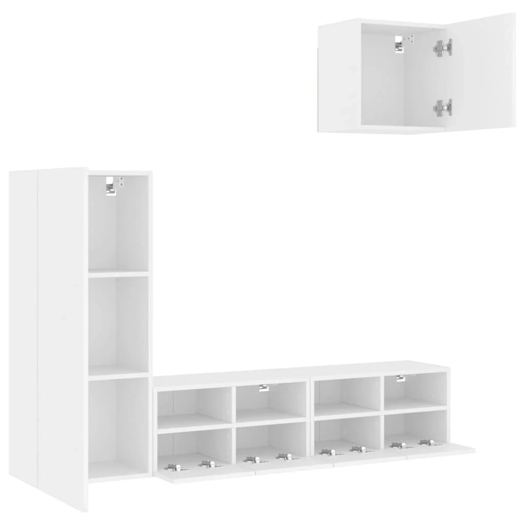 Mobile TV multimediale scaffale TV credenza mobile TV per sala da pranzo soggiorno camera da letto 4 pezzi legno ingegnerizzato bianco 02_0029232