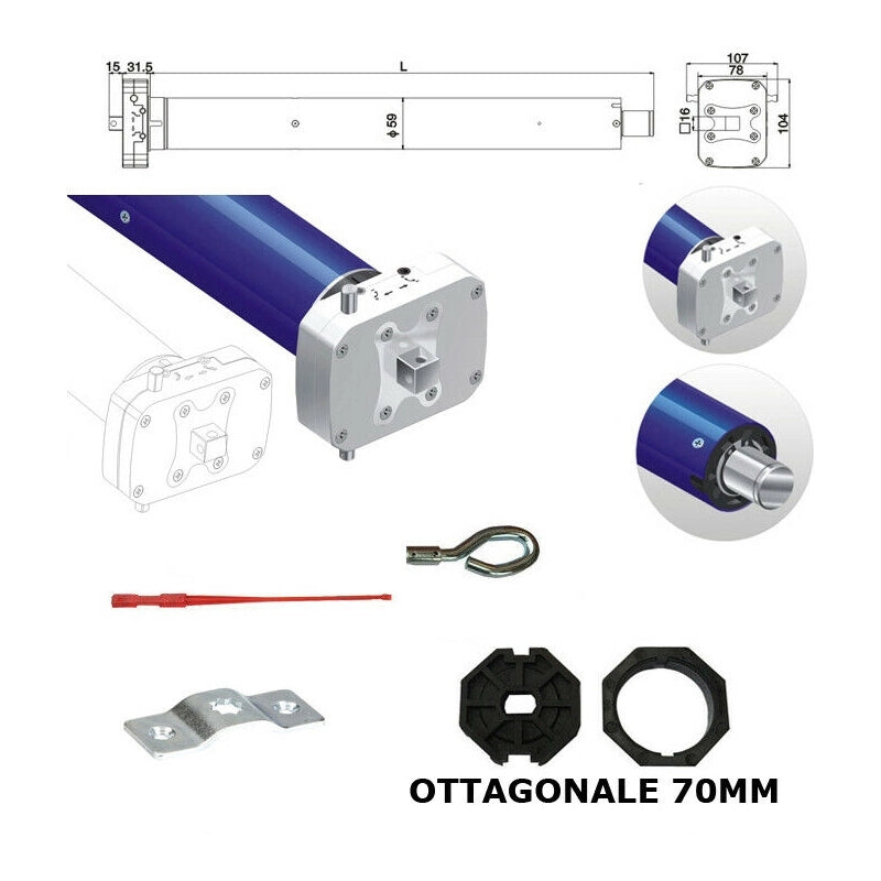 Motore per tapparelle tapparella 80Nm 150kg D.59 con manovra di soccorso sblocco