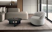 Tavolino rotondo Dot - Struttura in Metallo Nero e Top Ceramica su Vetro Marmo Nero Portoro - Stones
