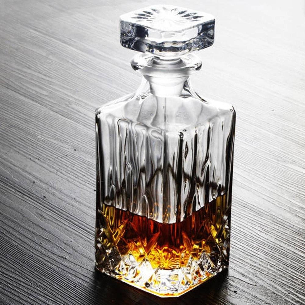 Trade Shop - Bottiglia Vintage Per Liquore Wiskey Cognac Scotch In Vetro Con Tappo 9x23cm -