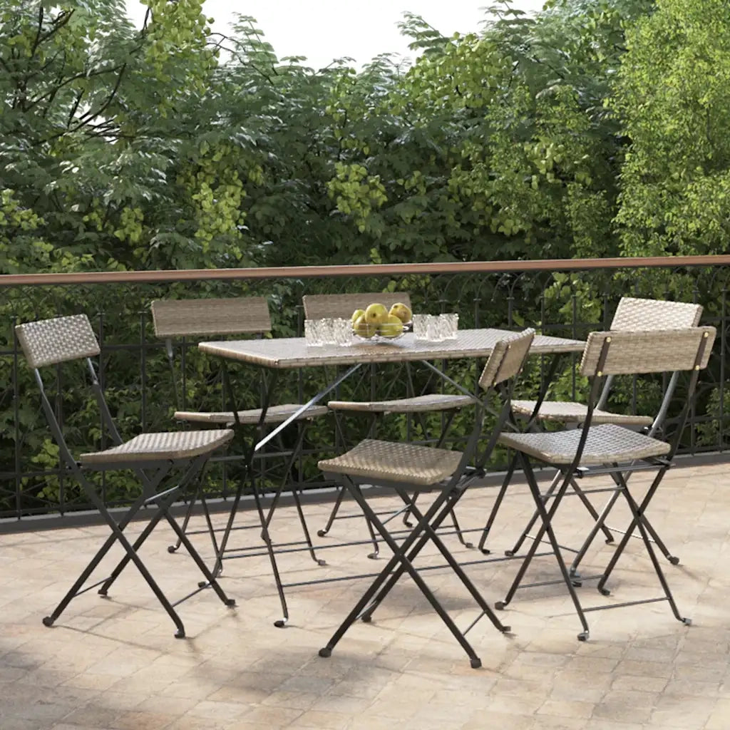 Sedie Pieghevoli da Bistr¨° 6 pz | Sedie da Esterno Grigie Polyrattan e Acciaio