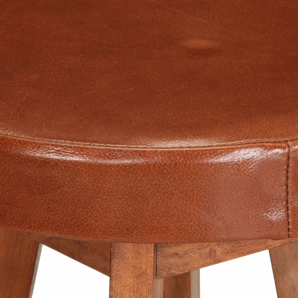 Sgabelli da Bar 2 pz in Vera Pelle e Legno Massello di Acacia 246260