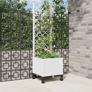 Vaso da giardino con grigliato e ruote Bianco 40 x 40 x 146 cm 3422923