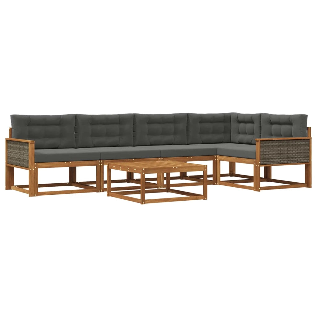 Set di divani da esterno con cuscino 6 pcs Naturale e Antracite