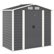Casetta Box da Giardino Porta Attrezzi 213x120x166-194 cm con Porte Scorrevoli e Lucchetto con Chiavi in Metallo Grigio