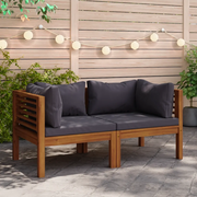 Divani Angolari 2 pz Cuscini Grigio Scuro in Massello di Acacia cod mxl 76920