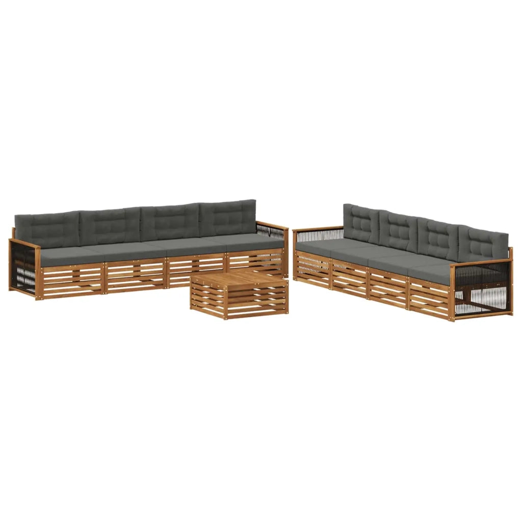 Set di divani da esterno 9 pz Naturale e Antracite 3383175