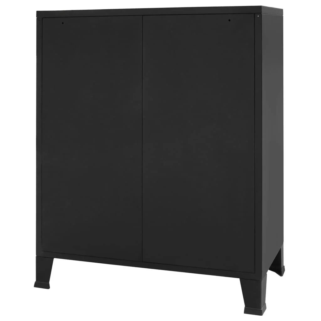 Credenza/mobiletto/consolle/mobile contenitore in metallo in stile industriale con cassetti 93 cm nero 4402223