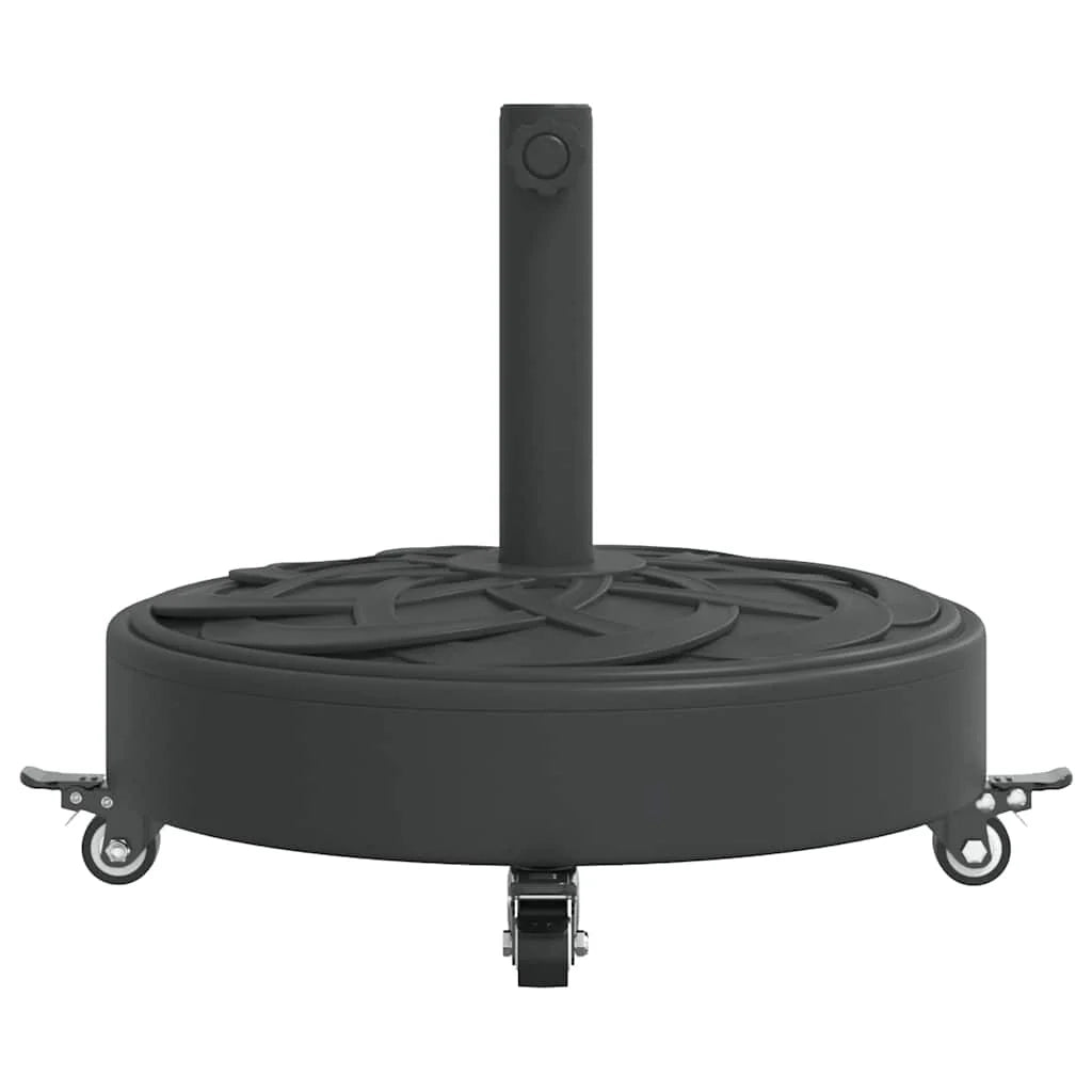 Base rotonda per ombrellone con ruote bloccabili dimensioni 45 x 41 cm stabile vernice PE nera opaca 02_0056649