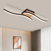 ZMH Lampada da soffitto plafoniera LED legno nero ondulato moderna bianco caldo per soggiorno