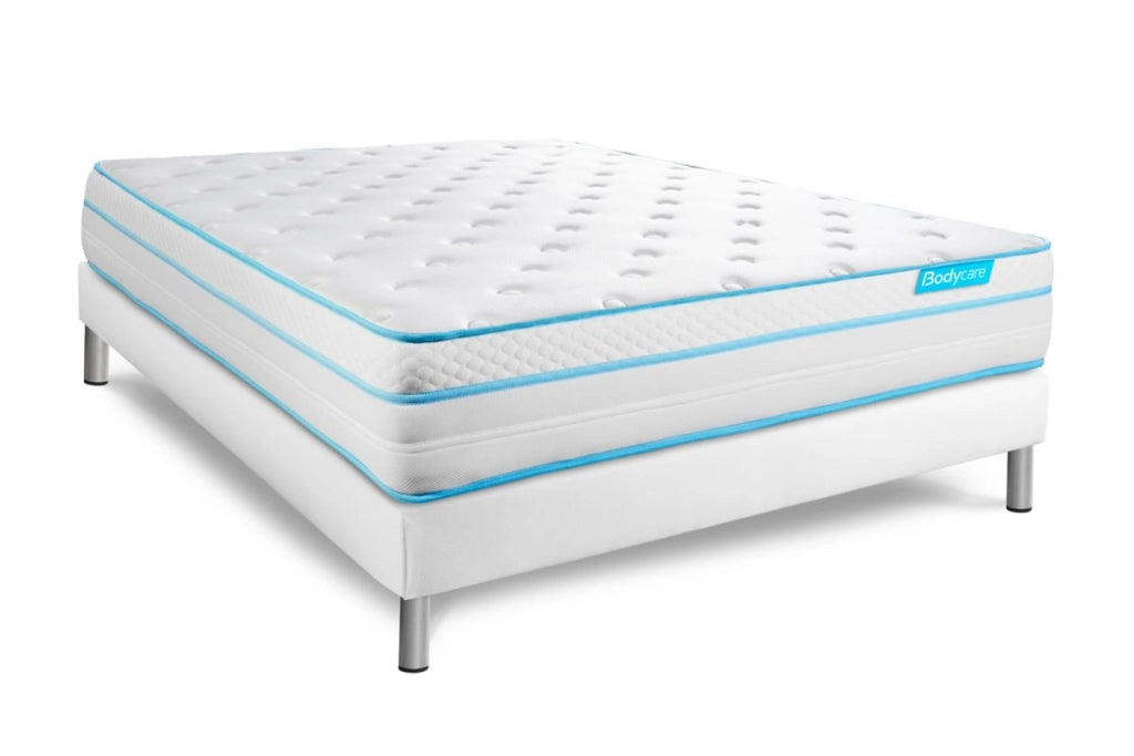 Pacchetto letto completo - Materasso 140x200cm + Box spring con doghe (kit) + 2 cuscini + Piumino - BodyMax