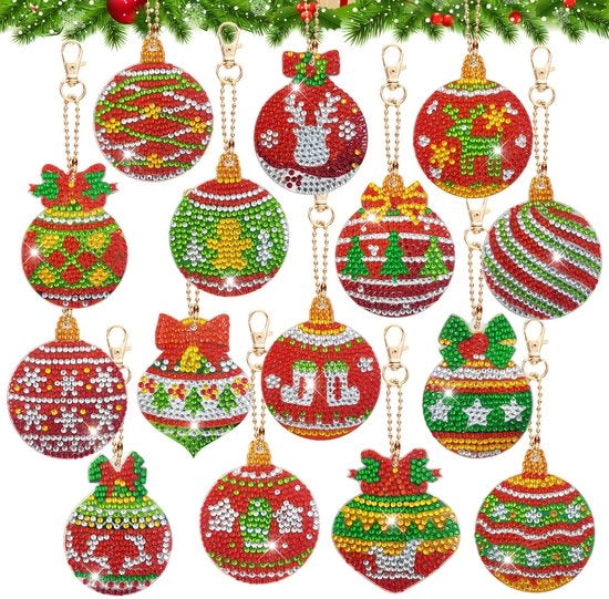 Set di Pianificazione di Diamanti per Natale - Kit di Fai da Te - Maniglia per Chiave - Set di Attività Creativa - Adatto per Adulti