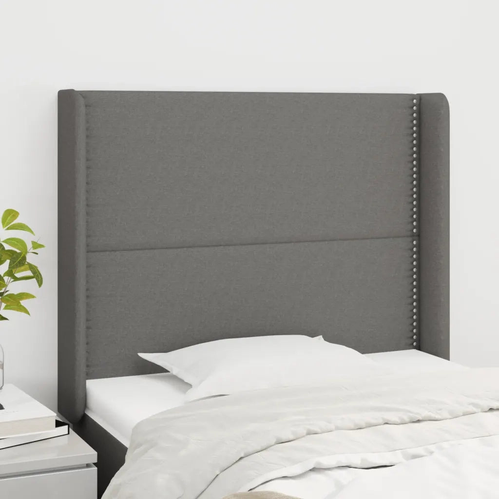 Testiera ad Orecchio Grigio Scuro 83x16x118/128 cm in Tessuto 3119415