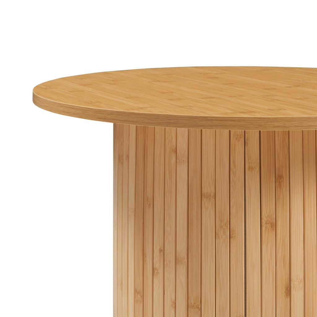 Tavolino da Caffè Rotondo Ledepid 45xØ60 cm con Piano Sporgente  - Naturale [en.casa]