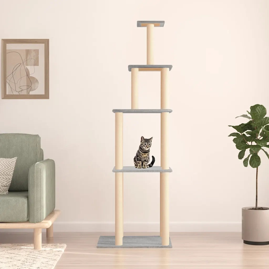 Albero per Gatti con Tiragraffi in Sisal Grigio Chiaro 183 cmcod mxl 71167