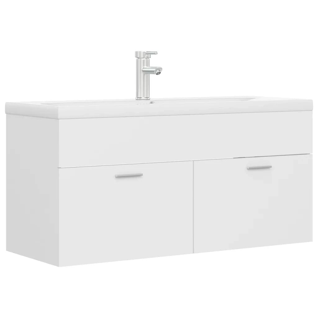 Mobile Bagno con Lavabo Integrato-Lavandino-Lavabo Bianco in Legno Multistrato 892586