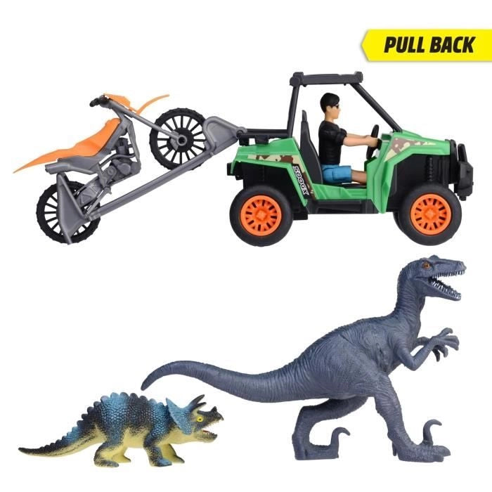Scatola cacciatore di dinosauri - Dickie - 1 figura articolata e 2 dinosauri inclusi