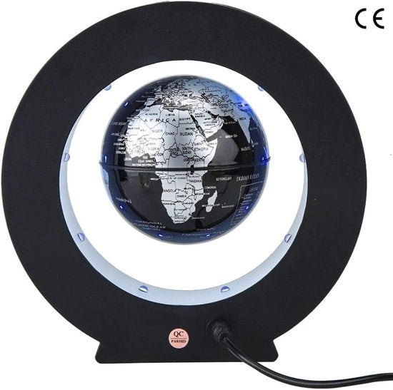 Accessorio da Ufficio - Decorativo - Mappa del Mondo - Magnetica - Fluttuante - 3 Pollici - Nero