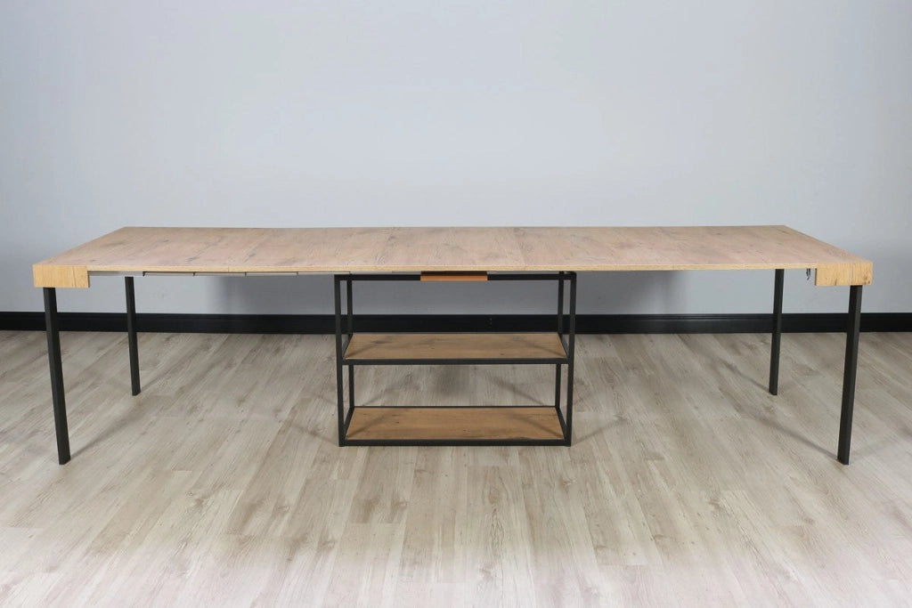 Consolle Allungabile in Legno e Ferro H77x40x90/300cm Plano Quercia Classica