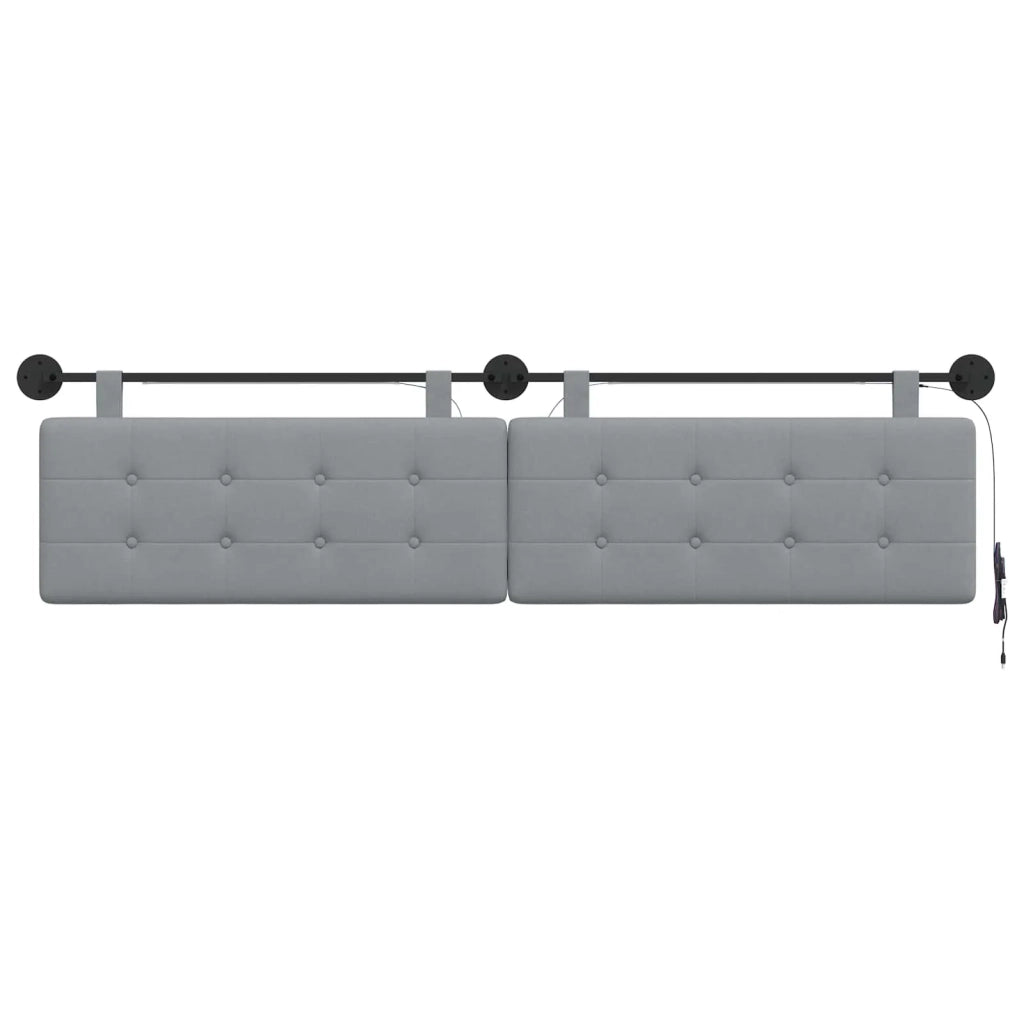 Testiera sospesa Con luce LED Grigio Chiaro Tessuto 3424492