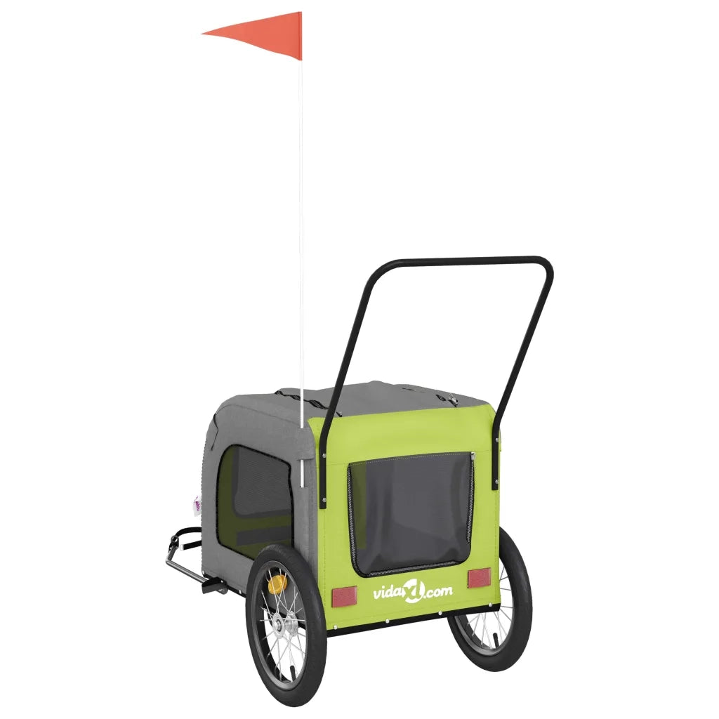 Rimorchio da Bici per Animali Verde e Grigio Oxford e Ferro CFW1760091