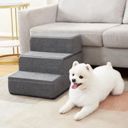 Sistema di scale per cani e gatti, progetto a 3 gradini con schium di assorbimento degli urti e piastre in legno molto resistenti, ideale per letto e divano, antiscivolo, copertura rimovibile e lavabile, colore grigio
