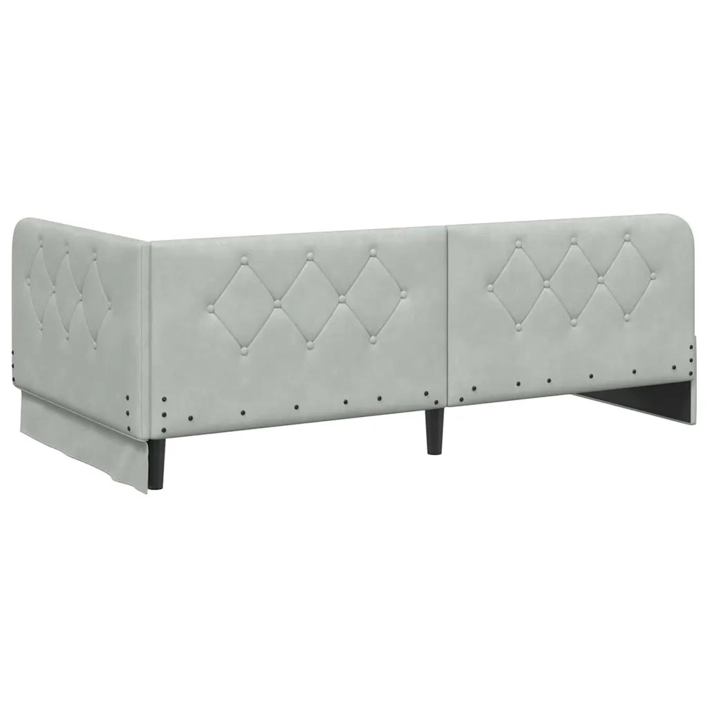 Letto singolo | Letto per adulti | Cornice del letto ad angolo Grigio chiaro 100 x 200 cm Velluto
