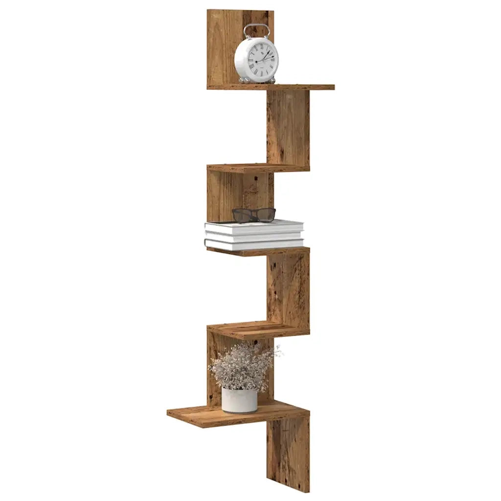 Mensola Angolare Legno Vecchio 32x32x127,5 cm Legno Multistrato 860524