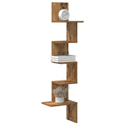 Mensola Angolare Legno Vecchio 32x32x127,5 cm Legno Multistrato 860524
