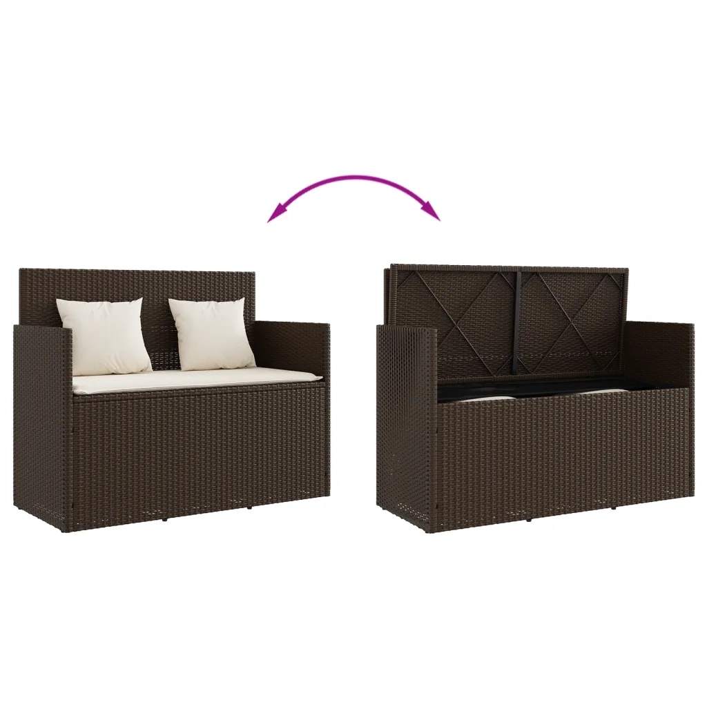 Panca da Giardino con Cuscini Marrone in Polyrattan 365762