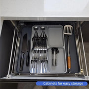 Organizzatore di posate espandibile - argenteria e posateria - cucchiaio forchetta coltello - doppia organizzatrice di posate - organizzatore di posate cucina - grigio