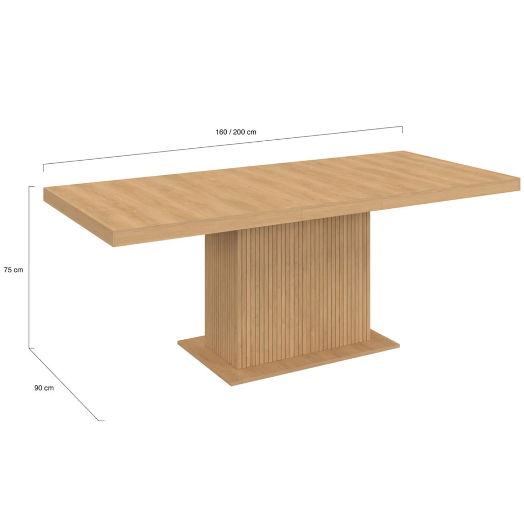 IDMarket - JULIETTE Tavolo da pranzo allungabile per 6-10 persone con doghe in legno e contenitore 160-200 cm