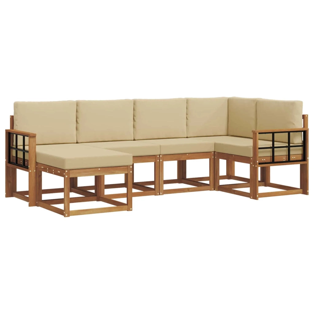 Set di divani da esterno con cuscino 6 pcs Naturale e Beige