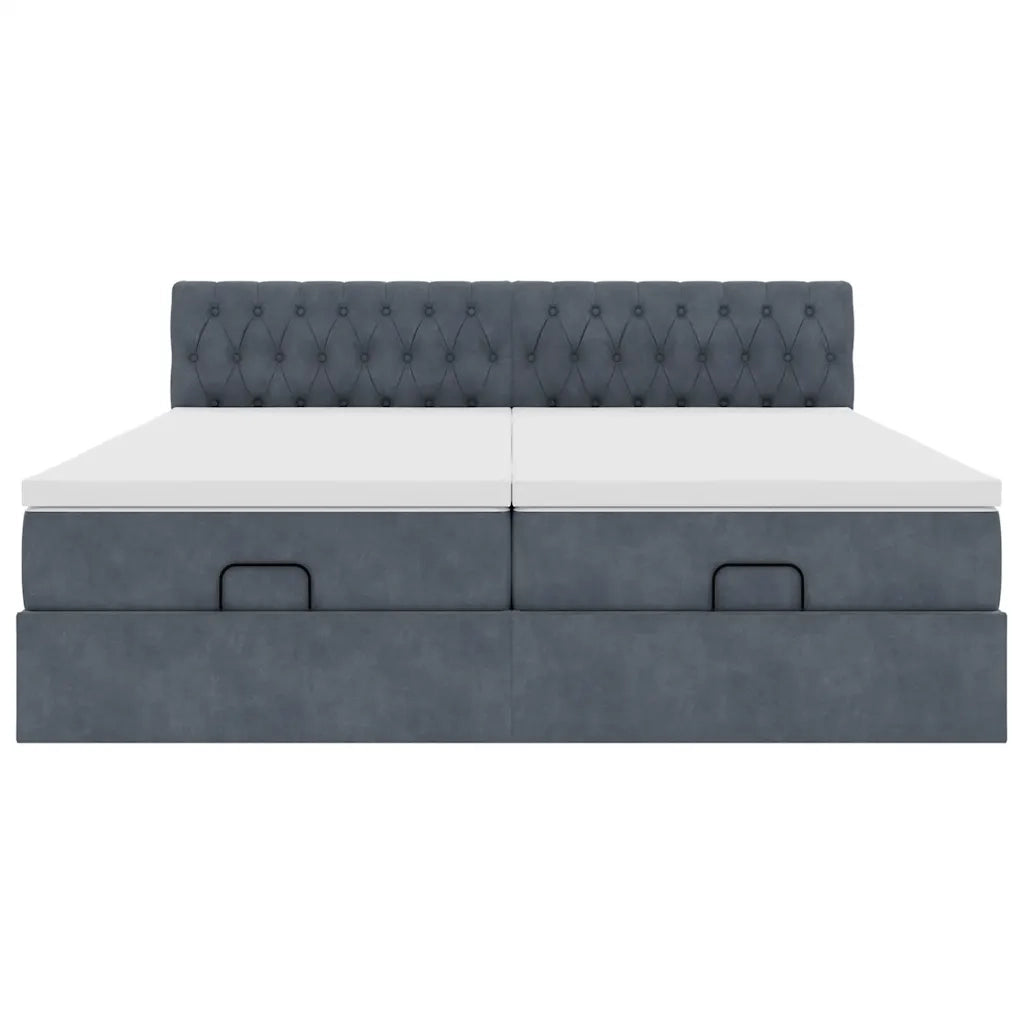 Struttura Letto Pouf con Materassi 200x200 cm Velluto 3312948