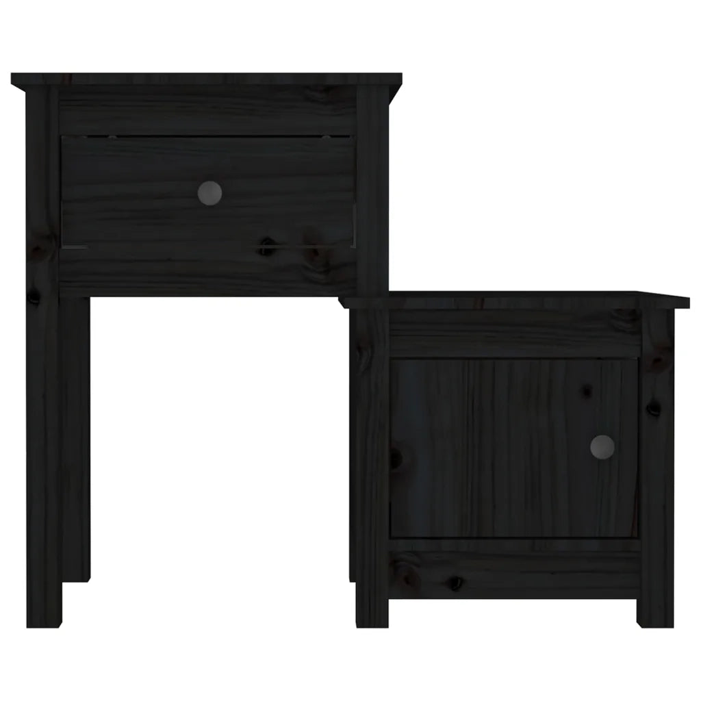 Comodini 2 pz-Set di 2 Tavolino da notte Neri 79,5x38x65,5 cm in Legno Massello di Pino