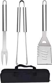 Accessori barbecue, acciaio inossidabile, set di BBQ di alta qualità, con contenitore portatile, completo impianto di accessori barbecue per uomo, con termometro di temperatura carne, regalo.