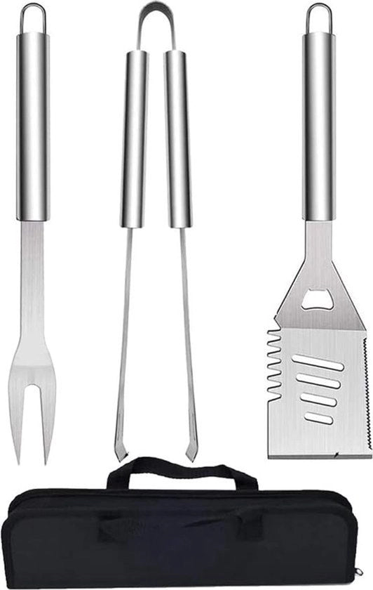Accessori barbecue, acciaio inossidabile, set di BBQ di alta qualità, con contenitore portatile, completo impianto di accessori barbecue per uomo, con termometro di temperatura carne, regalo.