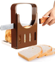Broodsnijder Premium - Opvouwbaar e Verstelbare per toast e sandwich - Cucina con 4 lame - Design Koffiebruin