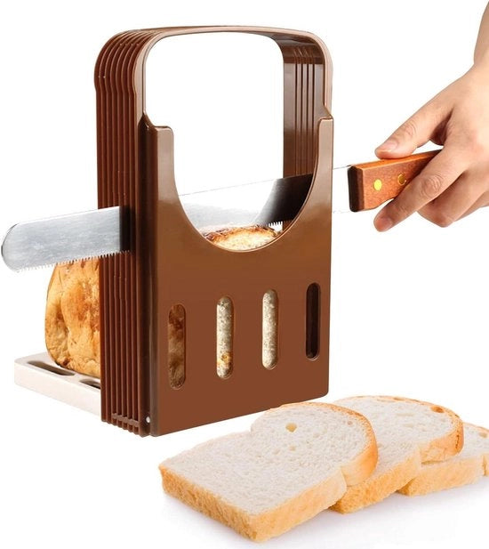 Broodsnijder Premium - Opvouwbaar e Verstelbare per toast e sandwich - Cucina con 4 lame - Design Koffiebruin