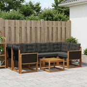Set di divani da esterno 7 pz Naturale e Nero 3381800