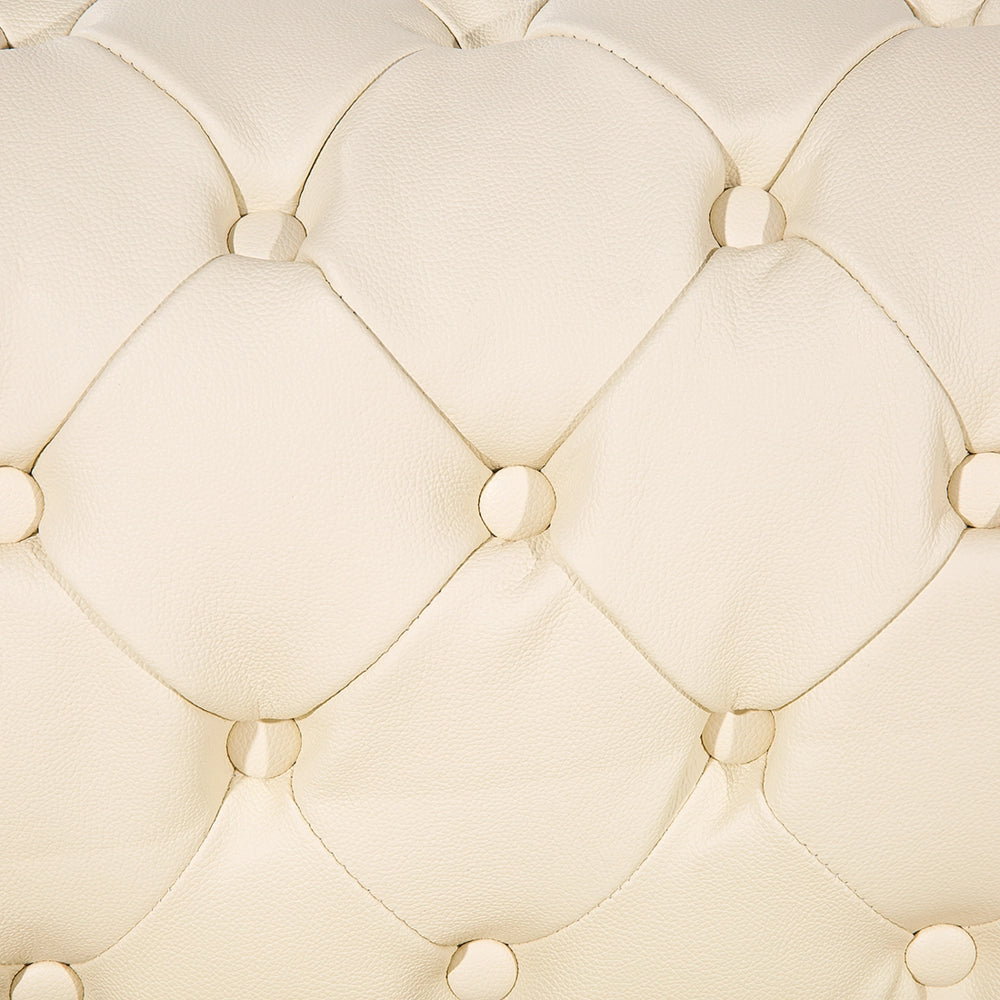 Poltrona Chesterfield Beige Vera Pelle trapuntata in stile Contemporaneo