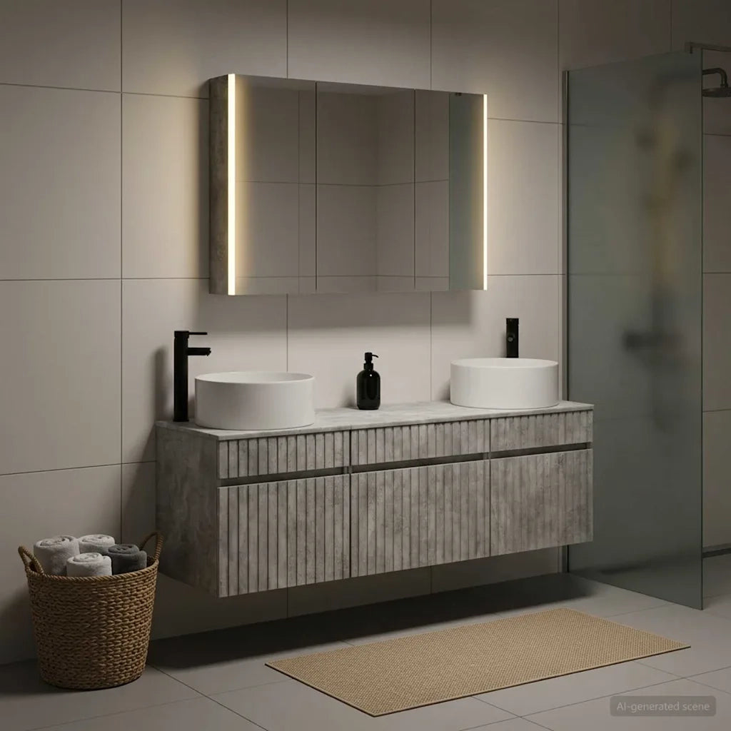 Set di Armadi da Bagno 4 pcs Grigio Cemento 3406666