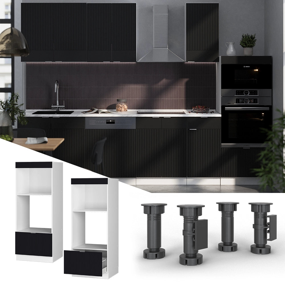 Vicco Set mobili bagno Nero a righe 60 cm aperto