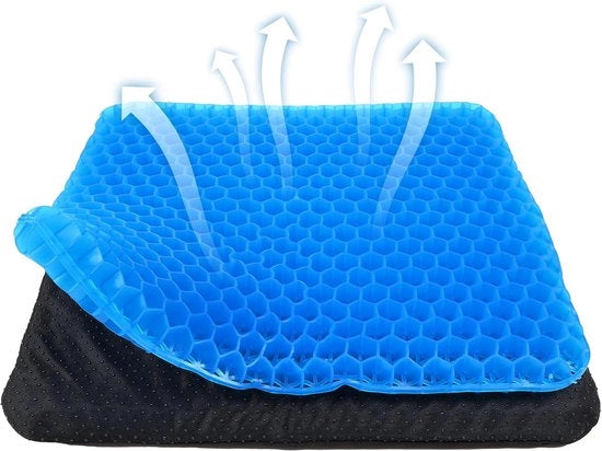 Gello Zoccolo per Seduta - Doppio Spessore Guscio per Uova - Cuscino Respiratorio per Sedia a Rotelle e Sedia - Adatto per Sedia Auto e Sedia Ufficio - Blu