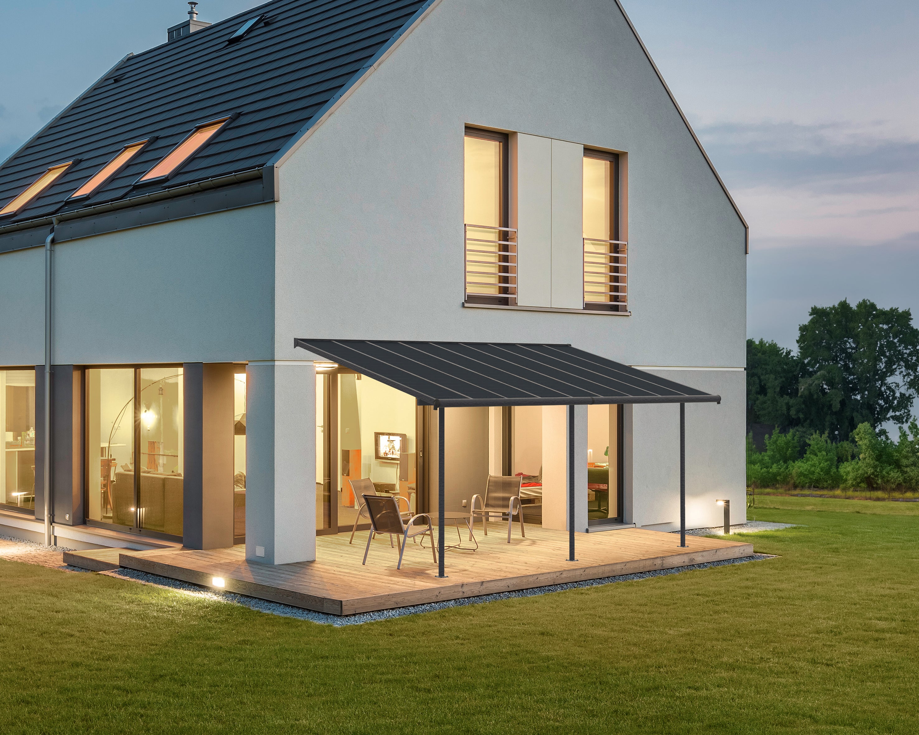 Pergola Addossata in Alluminio Capri 3X5.6 m Grigio