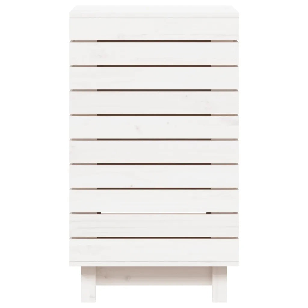 Cesto per Bucato Bianco 44x44x76 cm Legno Massello Pino
