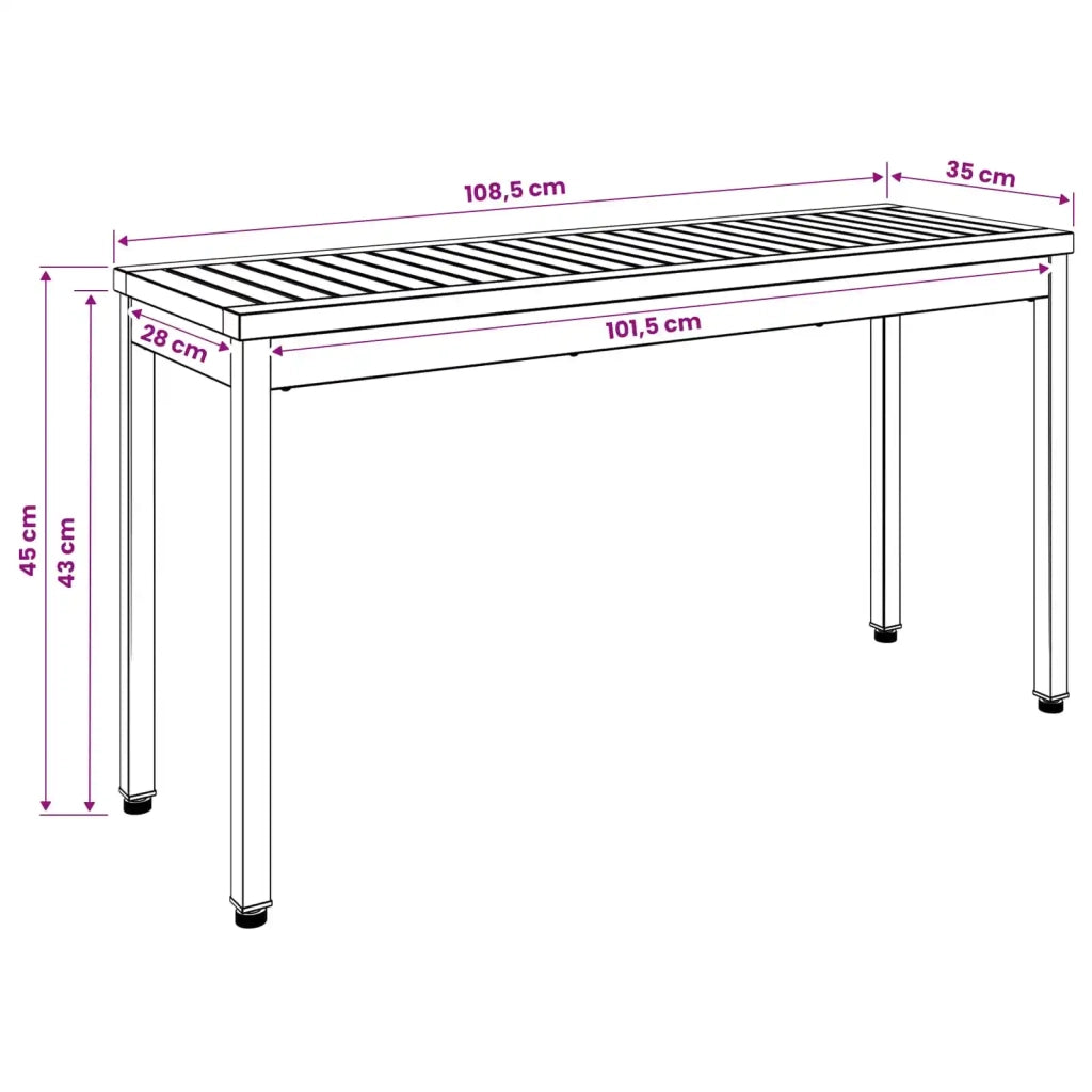 Panchina da giardino 108,5 x 35 x 45 cm Bianco Rettangolare 901749