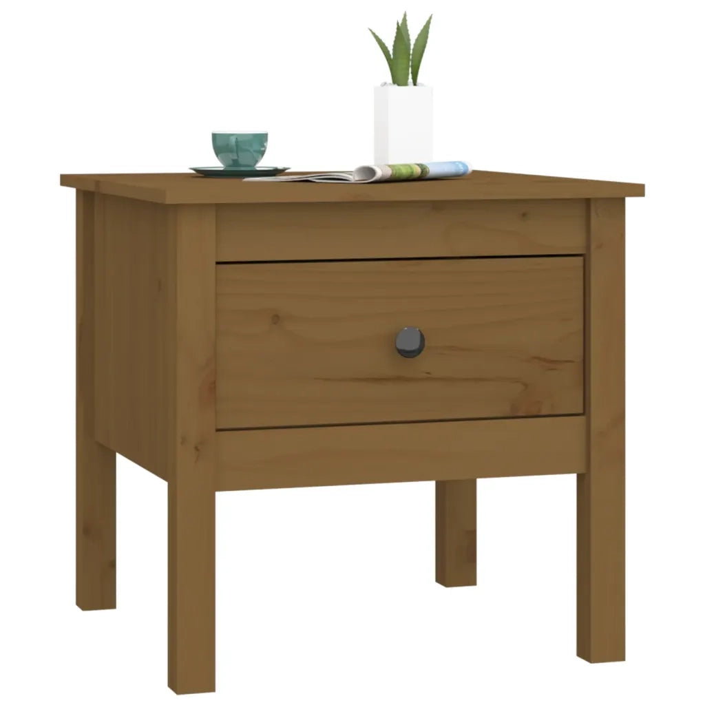 Tavolini 2 pz Marrone Ambrato 50x50x49cm Legno Massello di Pino 813801