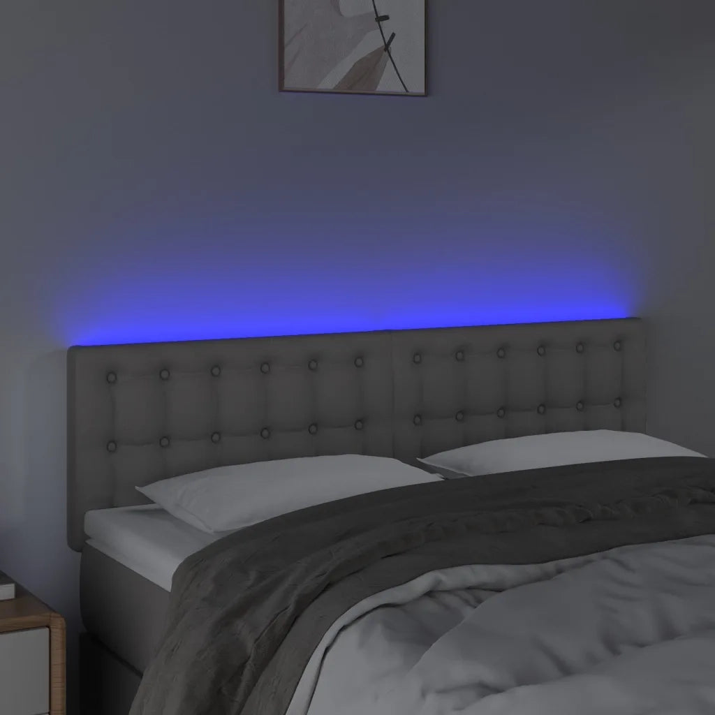 Testiera | Testata a LED Grigio 144x5x78/88 cm in Similpelle